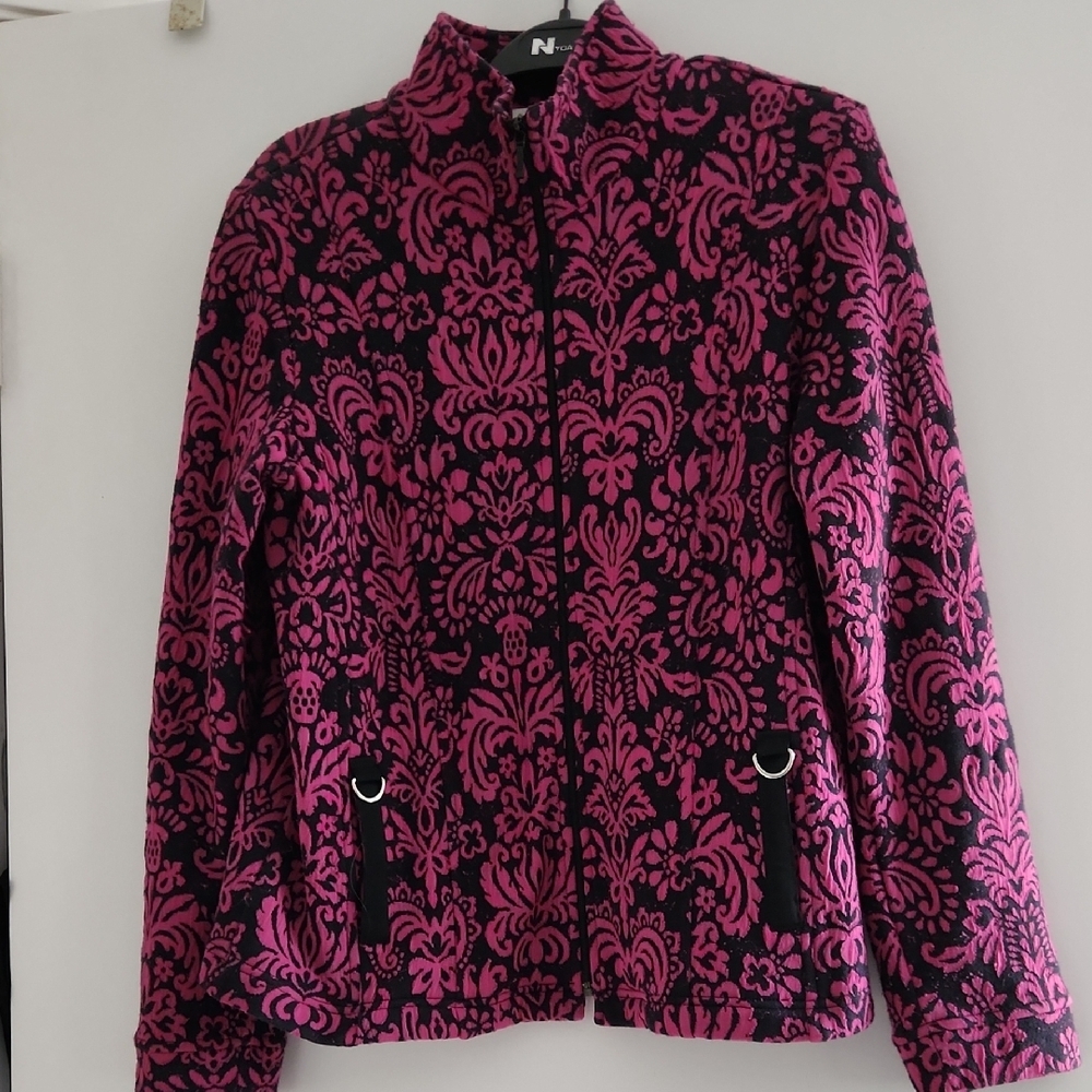 Women's Pink and Black Patterned Jacket
